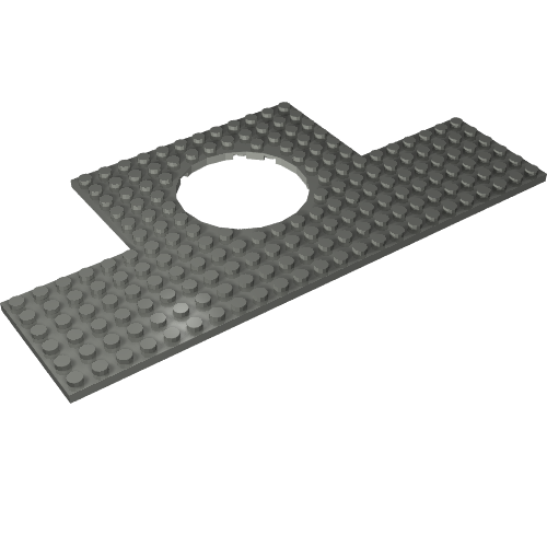 18601 - Plate, Modified 12 x 24 with 6 x 6 Square Cutouts at 2 Corners and 6 x 6 Round Cutout