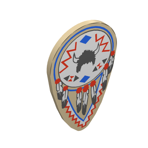 2586pw1 - Minifigure, Shield Oval with Feathers and Helmet Pattern