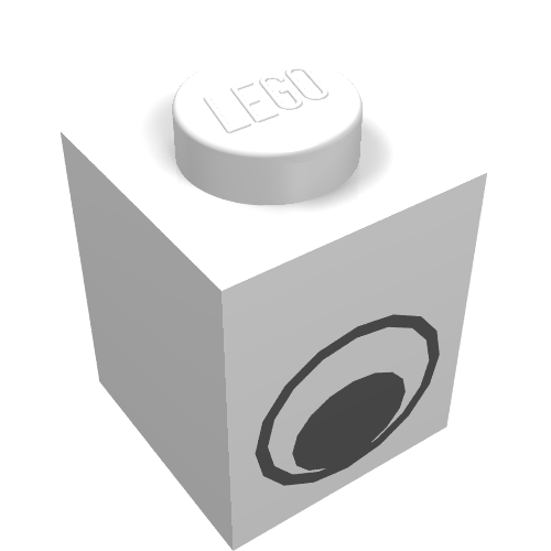 3005pe1 - Brick 1 x 1 with Black and White Eye without Pupil Pattern
