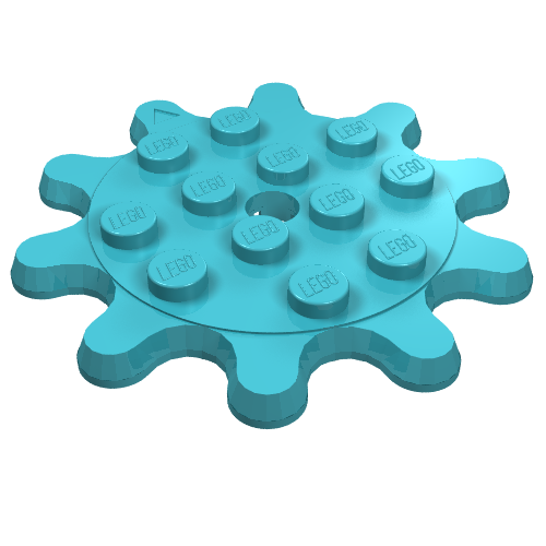 35443 - Plate, Round 4 x 4 Gear 10 Tooth