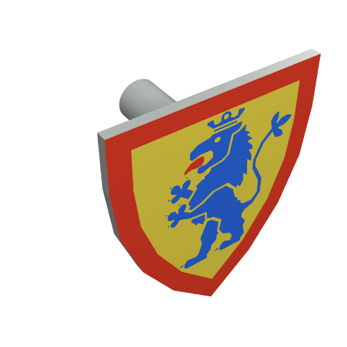 3846p4g - Minifigure, Shield Triangular Short with Blue Lion Standing on Yellow Background with Red Border Pattern