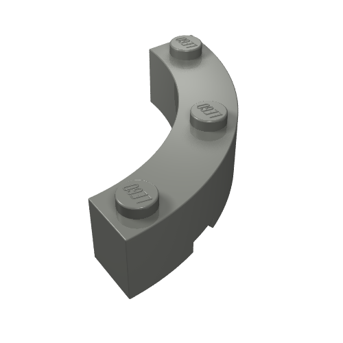 48092 - Brick, Round Corner 4 x 4 Macaroni with 3 Studs