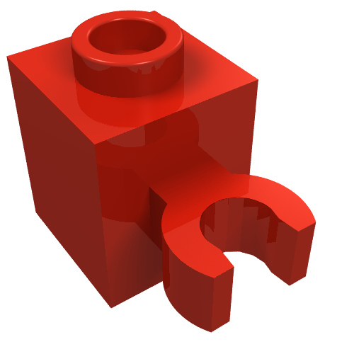 60475b - Brick, Modified 1 x 1 with Open O Clip (Vertical Grip) - Hollow Stud