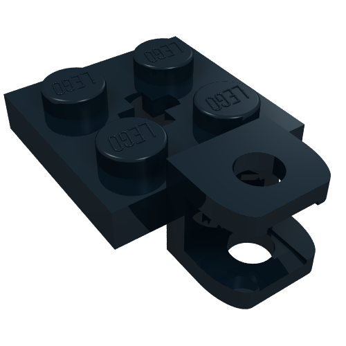 63082 - Plate, Modified 2 x 2 with Tow Ball Socket, Short, Flattened with Holes and Axle Hole in Center