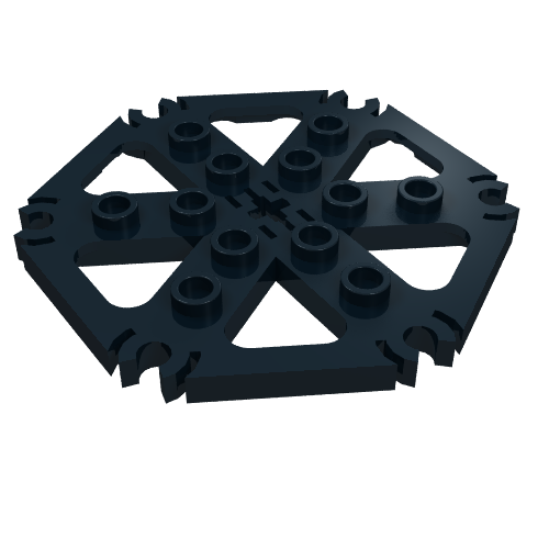 64566 - Technic, Plate Rotor 6 Blade with Clip Ends Connected (Water Wheel) - Hollow Studs
