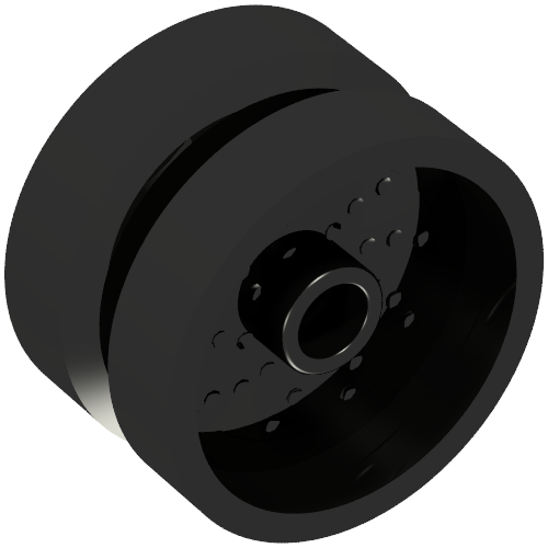 66727 - Wheel 18mm D. x 12mm with Pin Hole and Stud, Dotted Brake Rotor Lines
