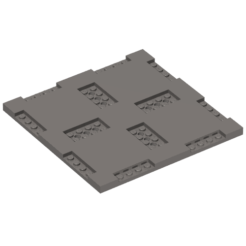 69958 - Brick, Modified 16 x 16 x 2/3 with 1 x 4 and 2 x 4 Indentations