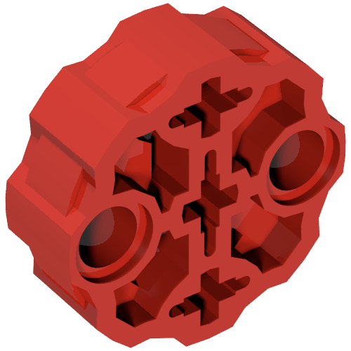 98585 - Technic, Axle Connector Block Round with 2 Pin Holes and 3 Axle Holes (Hero Factory Weapon Barrel)