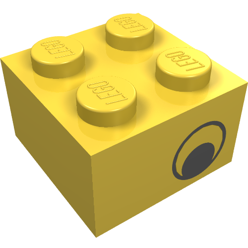 3003pe1 - Brick 2 x 2 with Black Eye Offset without White Pattern on Opposite Sides